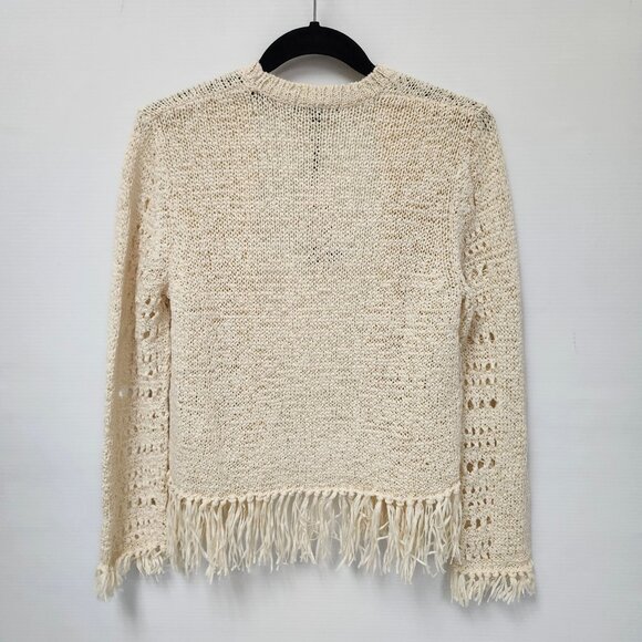 525 America Women's Cream Fringe Cardigan Size XS - Picture 2 of 5